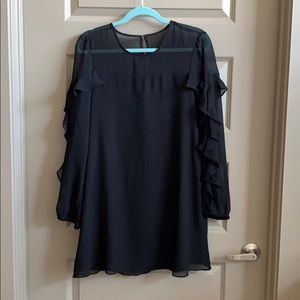Long sleeve black flowy mini dress
